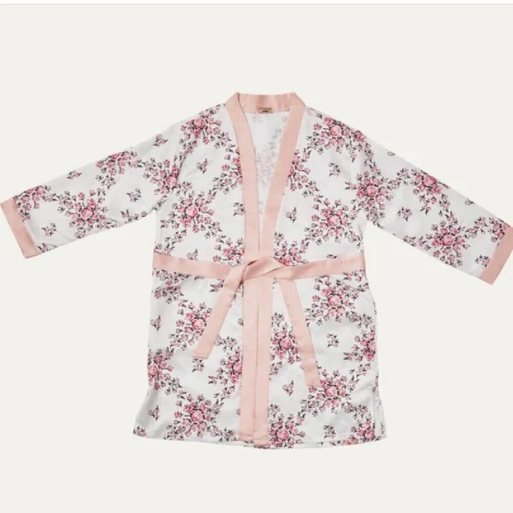 Morgan Lane Satin Allie Robe - White Floral - Plus - NWT - Picture 3 of 7